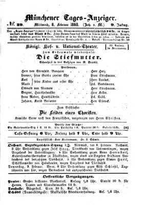 Münchener Tages-Anzeiger Mittwoch 8. Februar 1860