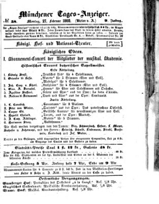 Münchener Tages-Anzeiger Montag 27. Februar 1860