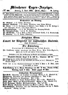 Münchener Tages-Anzeiger Sonntag 1. April 1860