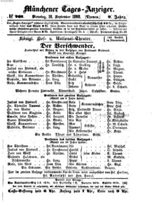 Münchener Tages-Anzeiger Dienstag 18. September 1860