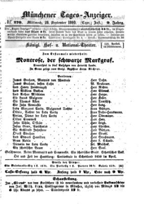 Münchener Tages-Anzeiger Mittwoch 26. September 1860