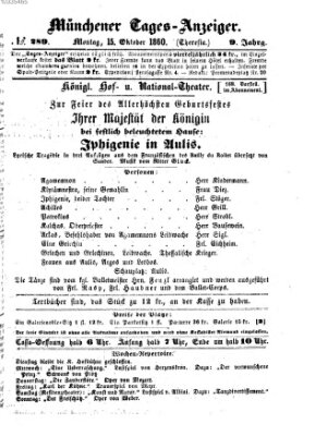 Münchener Tages-Anzeiger Montag 15. Oktober 1860