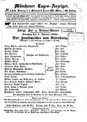 Münchener Tages-Anzeiger Dienstag 1. Januar 1861