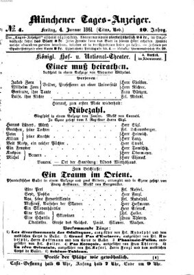 Münchener Tages-Anzeiger Freitag 4. Januar 1861
