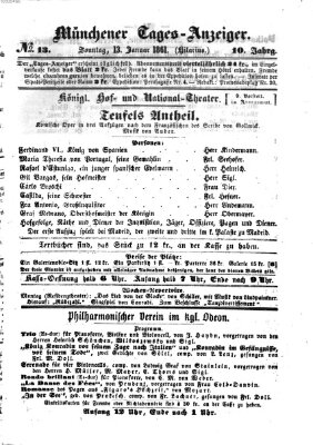 Münchener Tages-Anzeiger Sonntag 13. Januar 1861