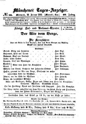 Münchener Tages-Anzeiger Mittwoch 16. Januar 1861