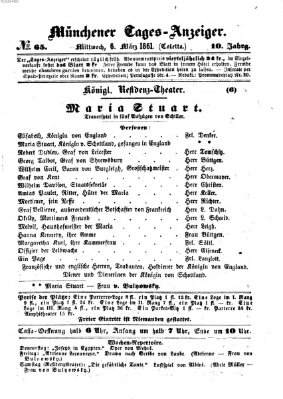 Münchener Tages-Anzeiger Mittwoch 6. März 1861