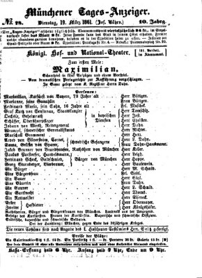 Münchener Tages-Anzeiger Dienstag 19. März 1861