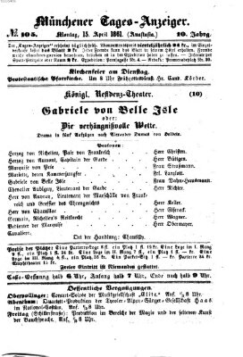 Münchener Tages-Anzeiger Montag 15. April 1861