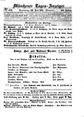 Münchener Tages-Anzeiger Donnerstag 20. Juni 1861