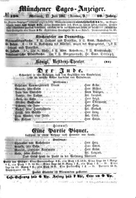 Münchener Tages-Anzeiger Mittwoch 17. Juli 1861