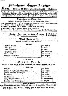 Münchener Tages-Anzeiger Mittwoch 30. Oktober 1861