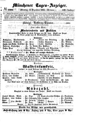 Münchener Tages-Anzeiger Sonntag 1. Dezember 1861