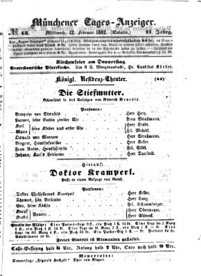 Münchener Tages-Anzeiger Mittwoch 12. Februar 1862