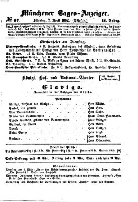 Münchener Tages-Anzeiger Montag 7. April 1862