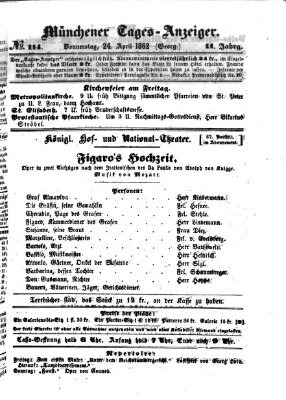Münchener Tages-Anzeiger Donnerstag 24. April 1862