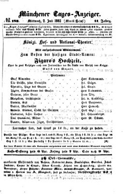 Münchener Tages-Anzeiger Mittwoch 2. Juli 1862