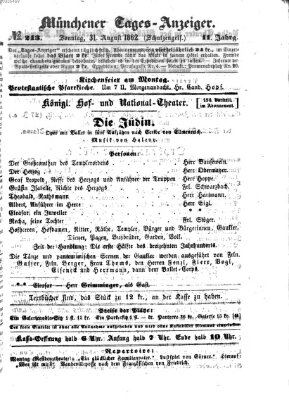 Münchener Tages-Anzeiger Sonntag 31. August 1862
