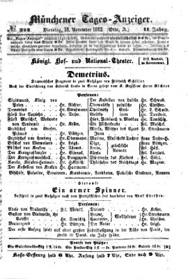 Münchener Tages-Anzeiger Dienstag 18. November 1862