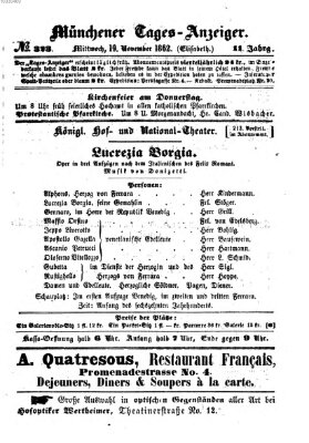 Münchener Tages-Anzeiger Mittwoch 19. November 1862