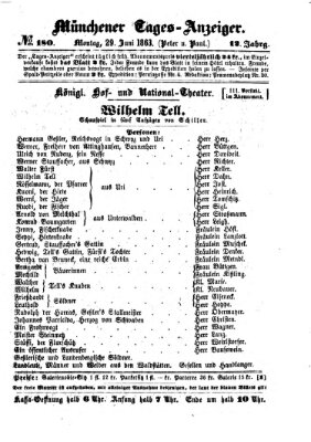 Münchener Tages-Anzeiger Montag 29. Juni 1863