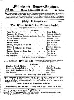 Münchener Tages-Anzeiger Montag 3. August 1863