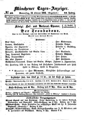 Münchener Tages-Anzeiger Donnerstag 18. Februar 1864