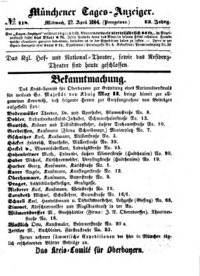 Münchener Tages-Anzeiger Mittwoch 27. April 1864