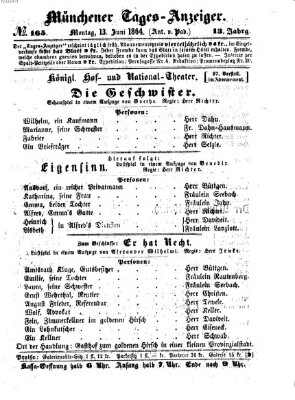 Münchener Tages-Anzeiger Montag 13. Juni 1864