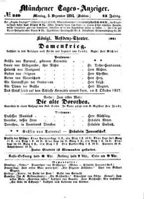 Münchener Tages-Anzeiger Montag 5. Dezember 1864