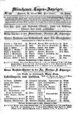 Münchener Tages-Anzeiger Mittwoch 22. Februar 1865