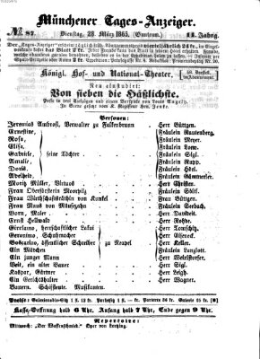 Münchener Tages-Anzeiger Dienstag 28. März 1865