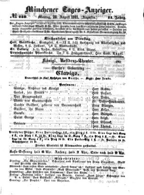 Münchener Tages-Anzeiger Montag 28. August 1865
