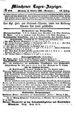 Münchener Tages-Anzeiger Mittwoch 11. Oktober 1865