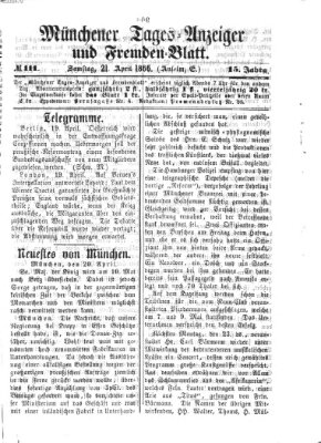 Münchener Tages-Anzeiger und Fremden-Blatt (Münchener Tages-Anzeiger) Samstag 21. April 1866
