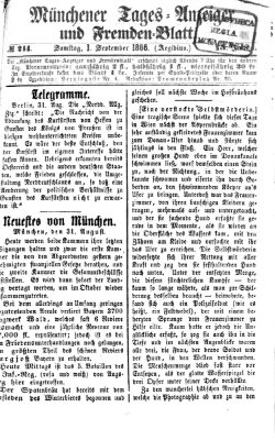 Münchener Tages-Anzeiger und Fremden-Blatt (Münchener Tages-Anzeiger) Samstag 1. September 1866