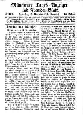 Münchener Tages-Anzeiger und Fremden-Blatt (Münchener Tages-Anzeiger) Donnerstag 15. November 1866