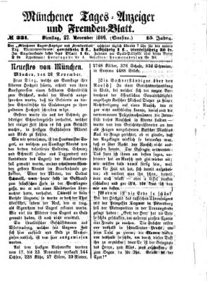 Münchener Tages-Anzeiger und Fremden-Blatt (Münchener Tages-Anzeiger) Dienstag 27. November 1866