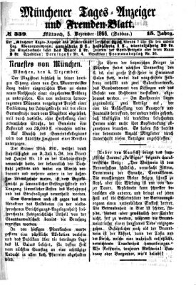 Münchener Tages-Anzeiger und Fremden-Blatt (Münchener Tages-Anzeiger) Mittwoch 5. Dezember 1866