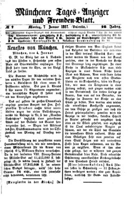 Münchener Tages-Anzeiger und Fremden-Blatt (Münchener Tages-Anzeiger) Montag 7. Januar 1867