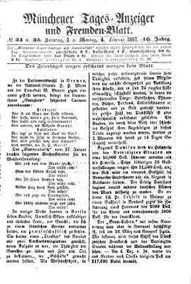 Münchener Tages-Anzeiger und Fremden-Blatt (Münchener Tages-Anzeiger) Montag 4. Februar 1867