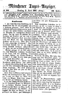 Münchener Tages-Anzeiger Dienstag 2. April 1867