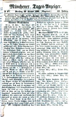 Münchener Tages-Anzeiger Dienstag 18. Februar 1868