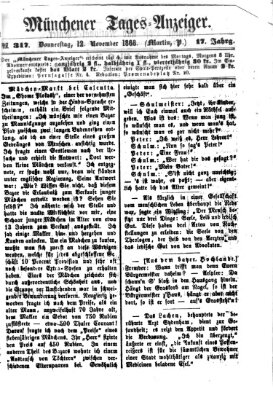 Münchener Tages-Anzeiger Donnerstag 12. November 1868