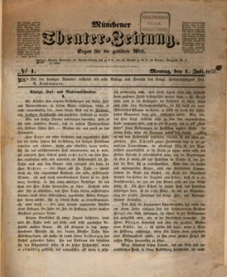 Münchener Theater-Zeitung Montag 1. Juli 1850