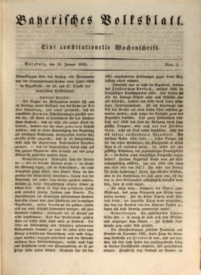 Bayerisches Volksblatt Samstag 16. Januar 1830