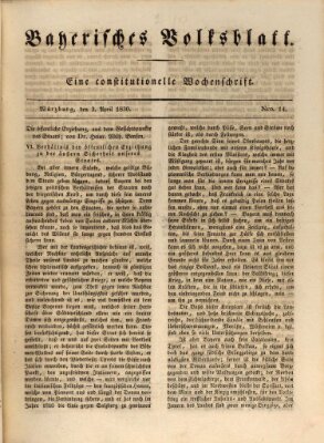 Bayerisches Volksblatt Samstag 3. April 1830