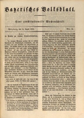 Bayerisches Volksblatt Samstag 14. August 1830