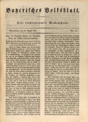 Bayerisches Volksblatt Samstag 28. August 1830