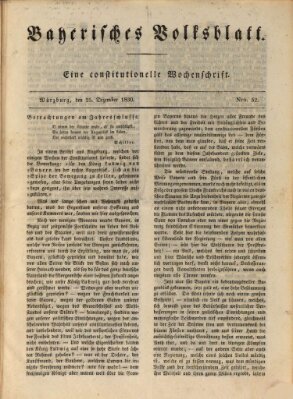 Bayerisches Volksblatt Samstag 25. Dezember 1830